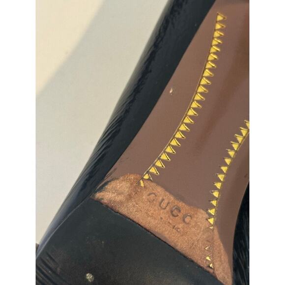 Vintage quilted Gucci Women's Black Patent Leather Peep-toe Pump Heels Size 7.5 - Picture 8 of 12